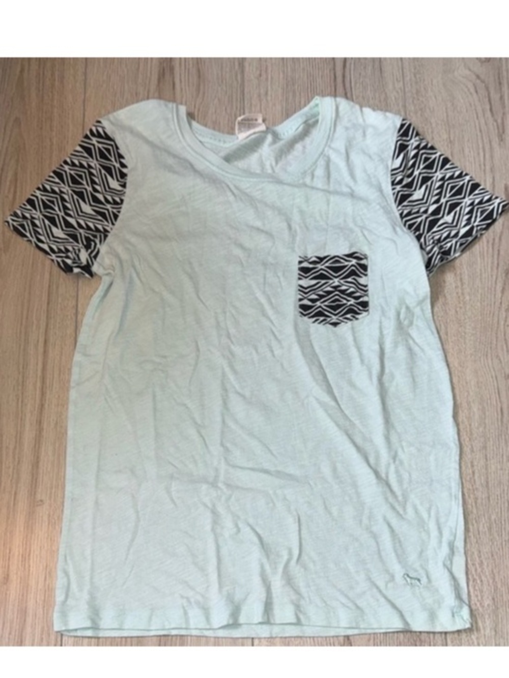 Victoria’s Secret pink green black short sleeve shirt top pocket tee